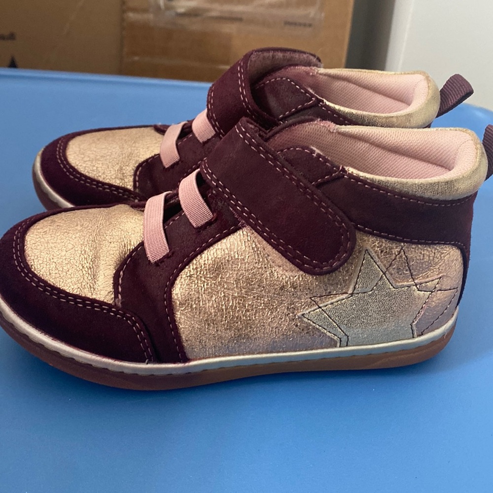 Livie & Luca Rose Gold and Maroon Kids Sneakers
